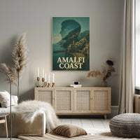 Amalfi Coast Silhouette Poster Coastal Wall Art Decor