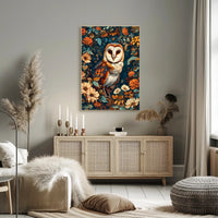 Enchanted Owl In Bloom William Morris Art Poster