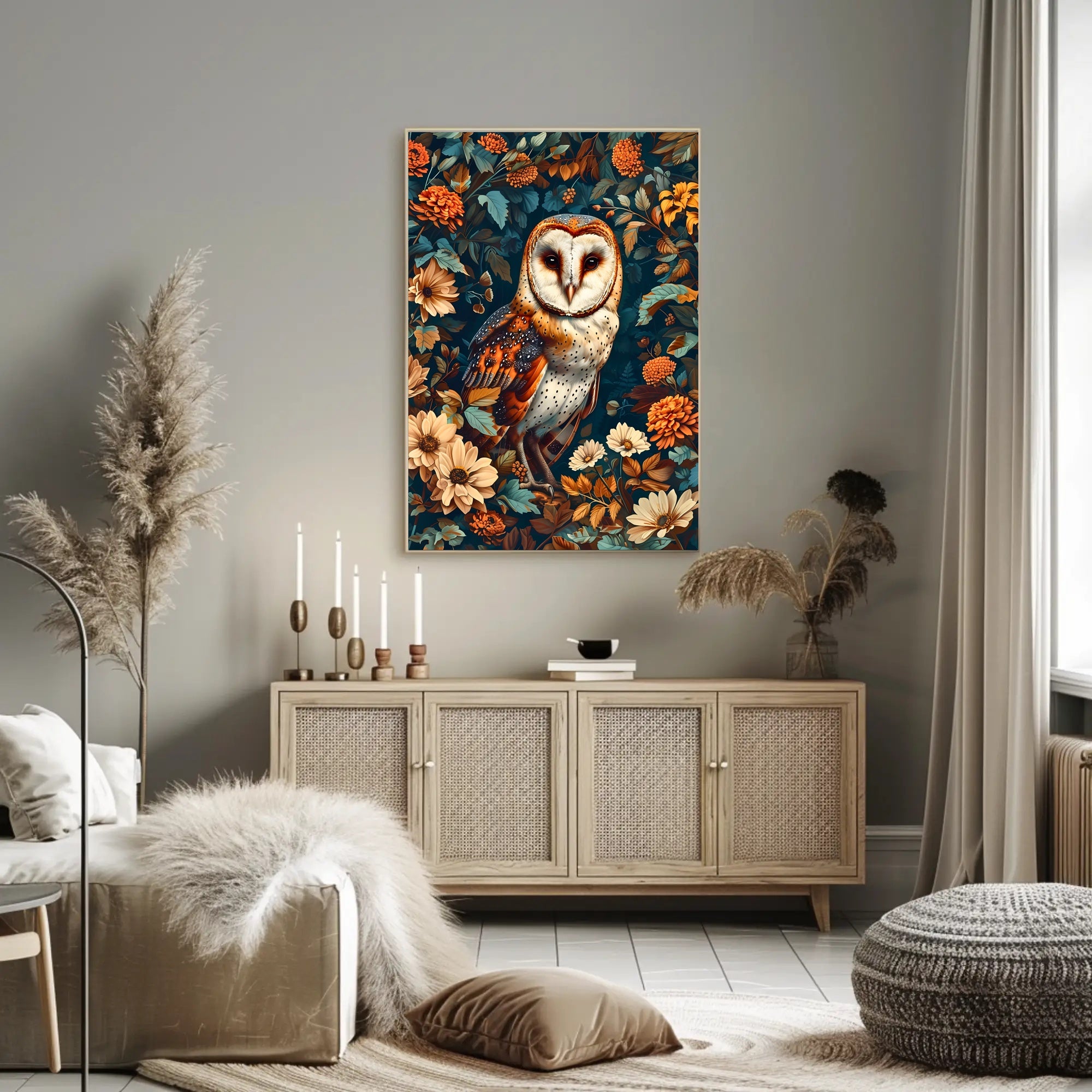 Enchanted Owl In Bloom William Morris Art Poster
