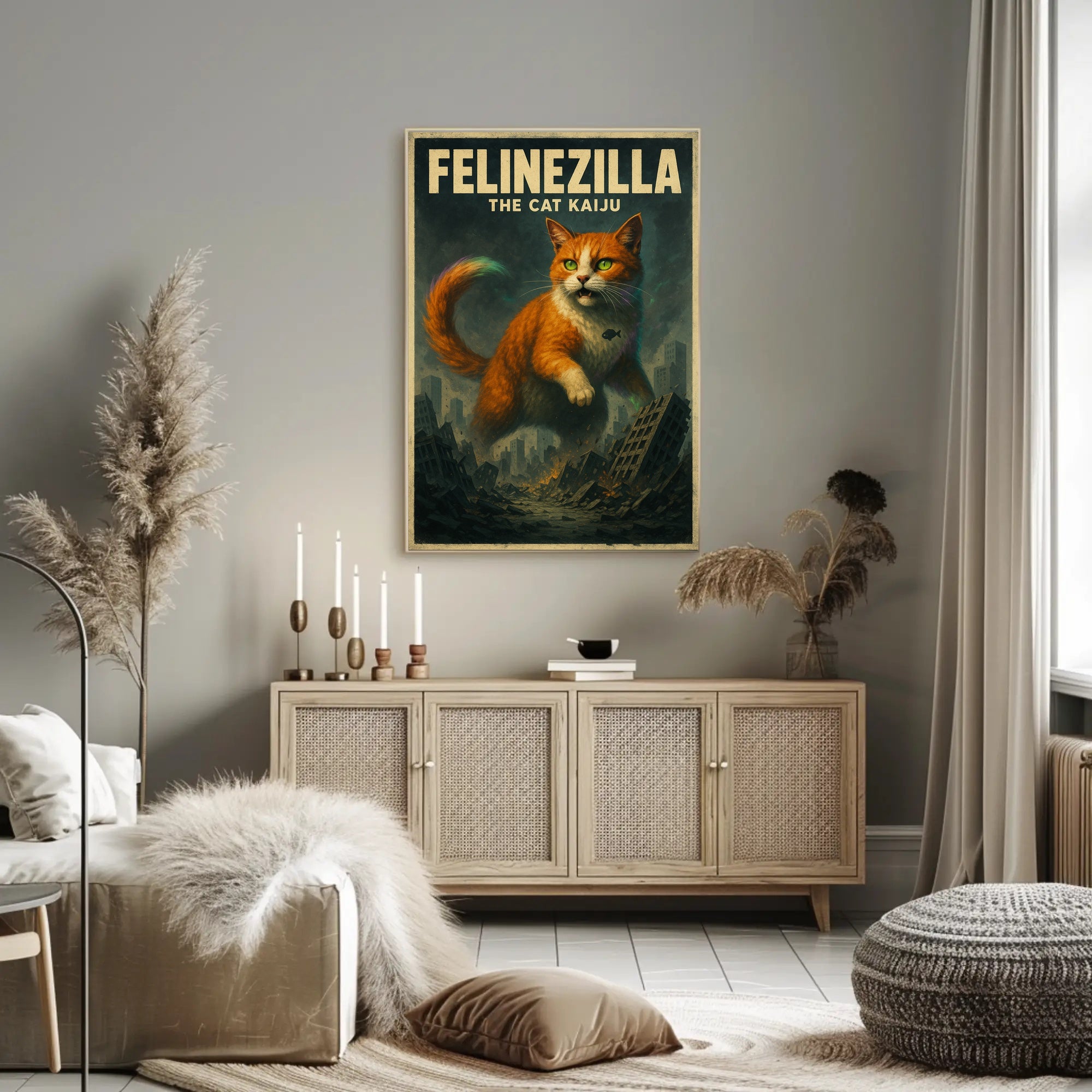 Felinezilla The Cat Kaiju Poster PosterGoat