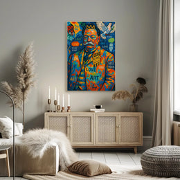 Colorful King with Crown and Dove Pop Culture Poster