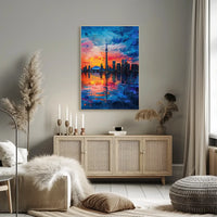 Toronto Skyline Sunset: Impressionistic Urban Art Poster
