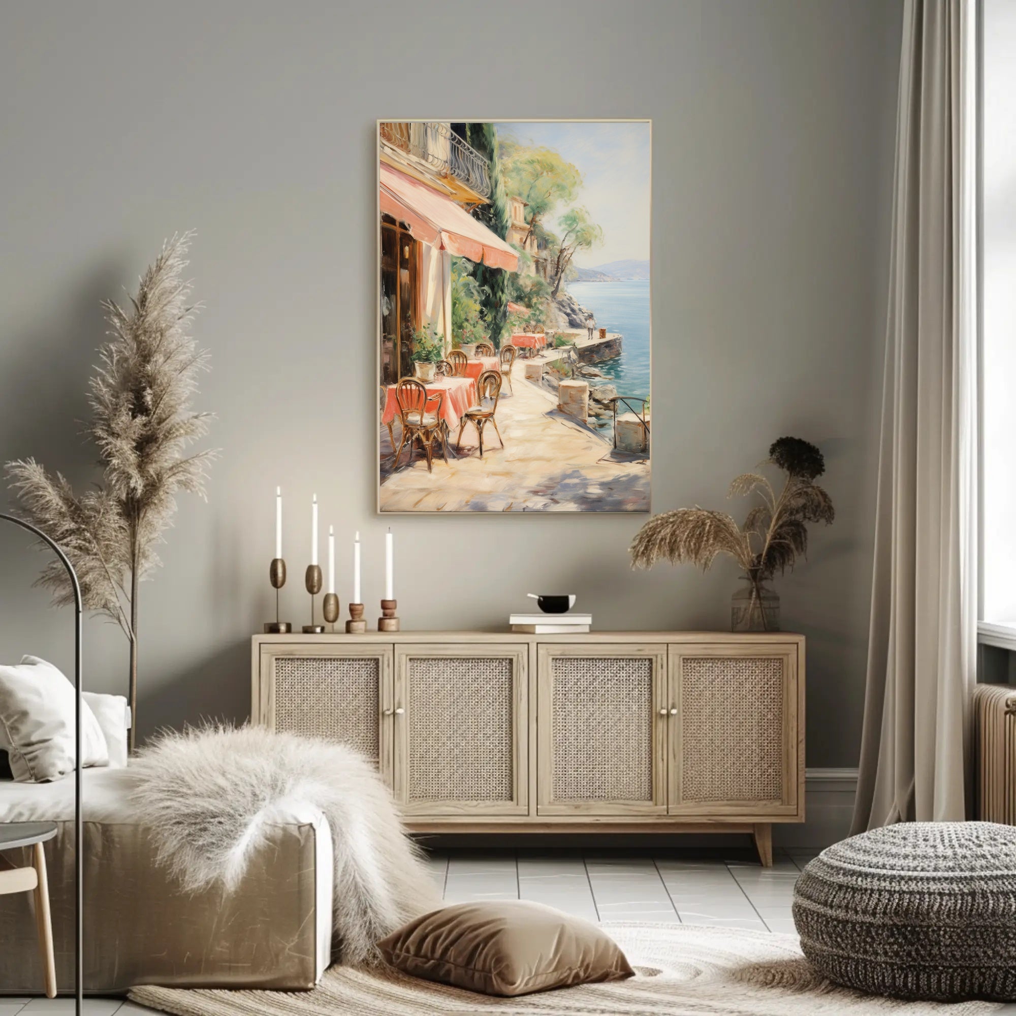 Seaside Café Serenity Poster