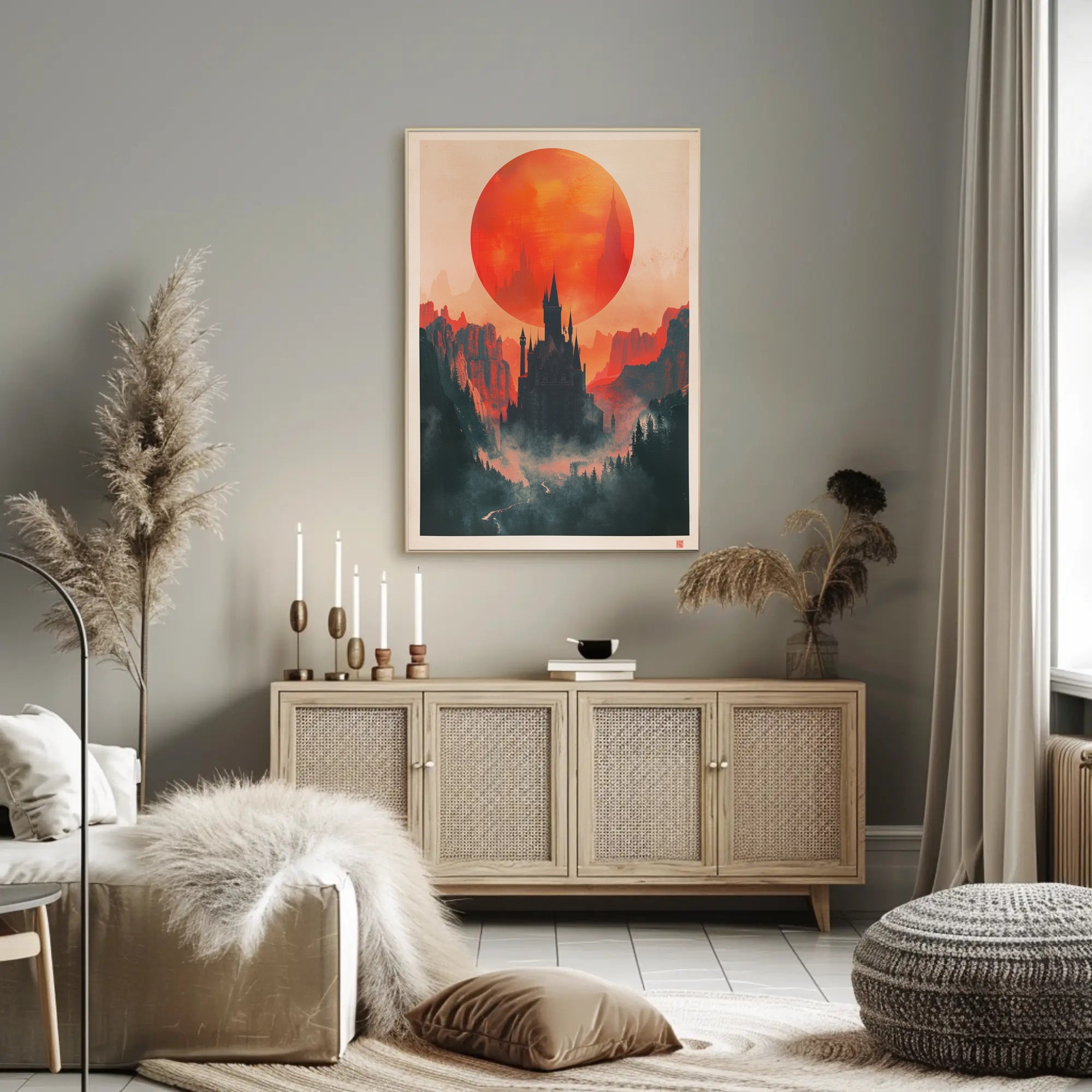 Castle Under the Red Sun Poster PosterGoat
