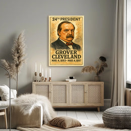 Grover Cleveland 24th President of the United States Exaggerated Cartoon Sketch Poster