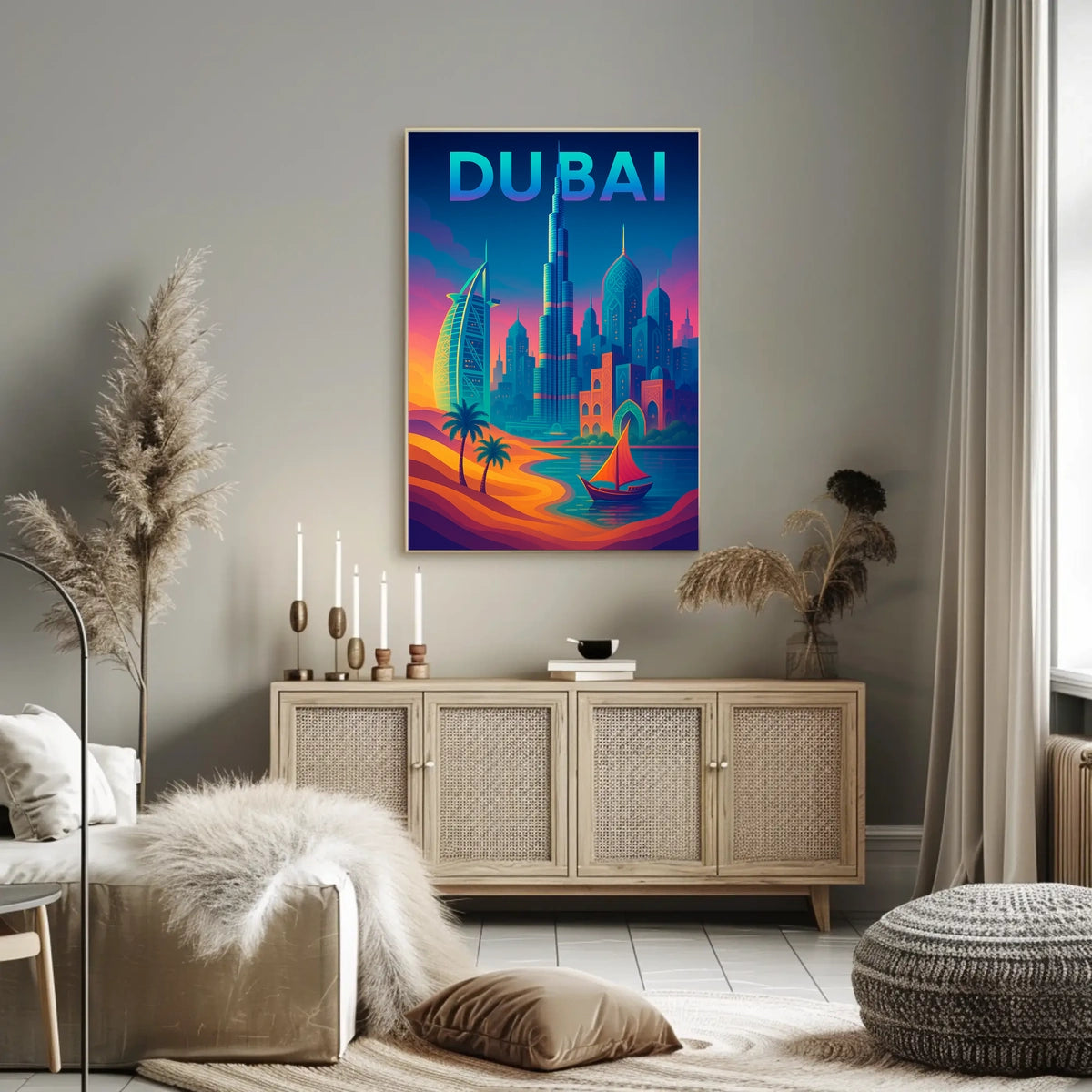 Dubai Dreamscape Skyline Poster For Travel Art Lovers Decor