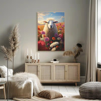 Sheep in Vibrant Field Animal Poster