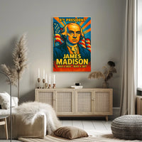 James Madison 4th President of the United States Colorful Comic Book Style Poster