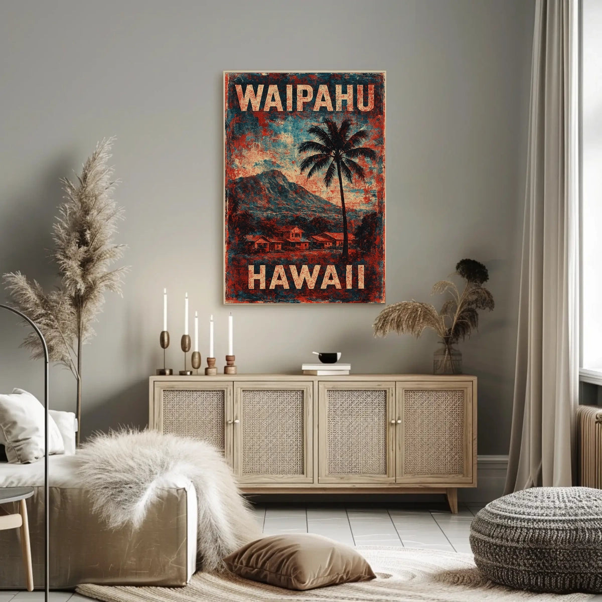 Waipahu Hawaii Vintage Art Deco Travel Collectors Poster