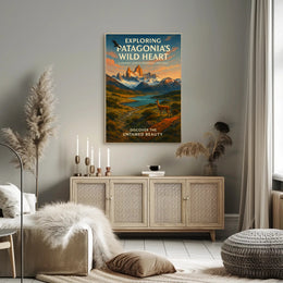 Majestic Patagonia Landscape with Llama Travel Poster