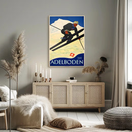 Swiss Alps Ski Adventure: Vintage Travel Poster PosterGoat
