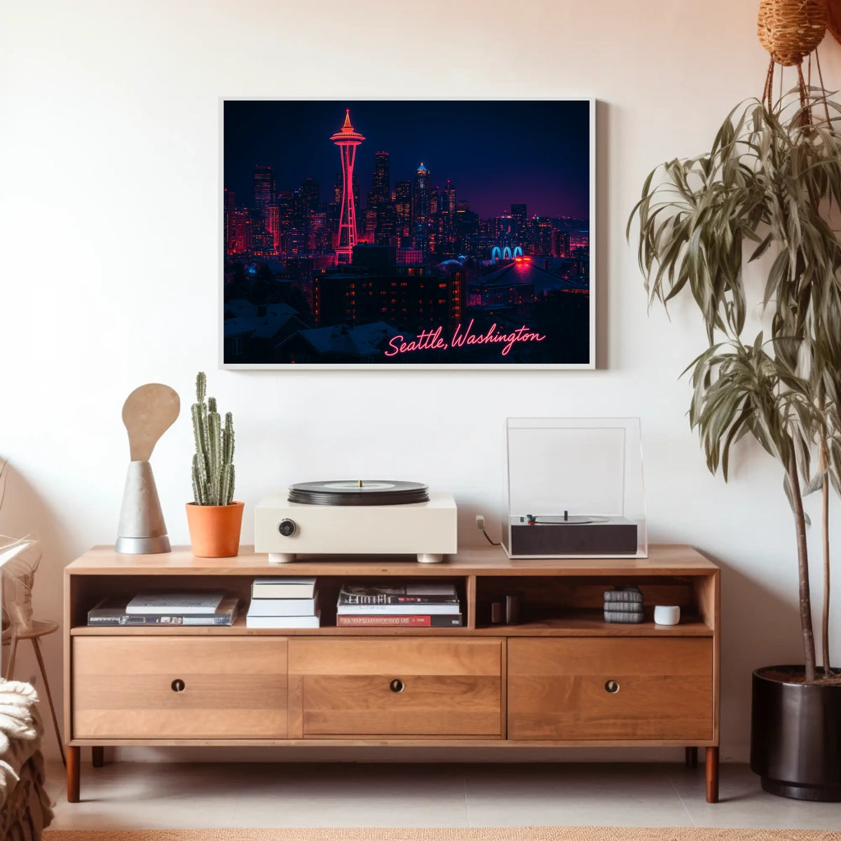 Neon Night in Seattle Poster