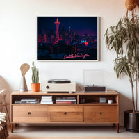 Neon Night in Seattle Poster
