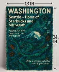 Washington Landmarks Modern Travel Poster