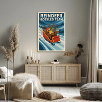 Reindeer Bobsled Team Poster