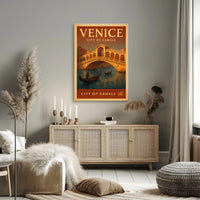 Venice Gondola Explore: Vintage Travel Poster PosterGoat