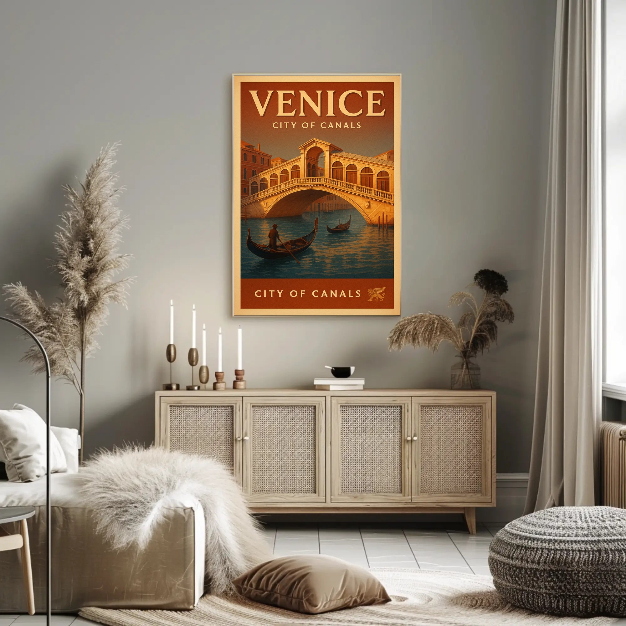 Venice Gondola Explore: Vintage Travel Poster PosterGoat