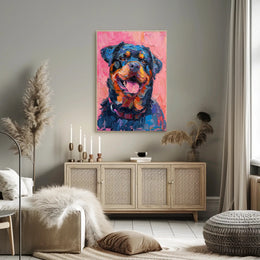 Rottweiler Impressionist Masterpiece: Vibrant Dog Breed Poster PosterGoat