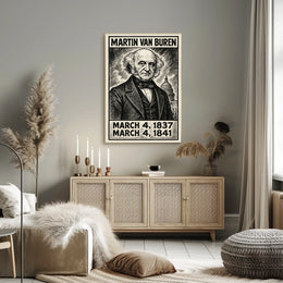 Martin Van Buren 8th President of the United States B & W Comic Sketch Poster