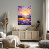 Vibrant Sunset Over Fields Poster