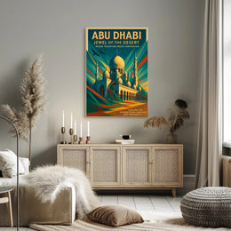 Abu Dhabi Jewel Desert Cityscape Travel Poster
