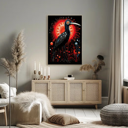Stylized Heron in Abstract Modern Artwork Poster