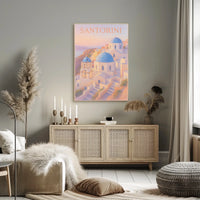 Santorini Sunset Pastel Impressionist Romantic Poster