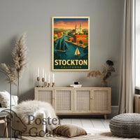 Port of Stockton Vintage Art Travel Poster