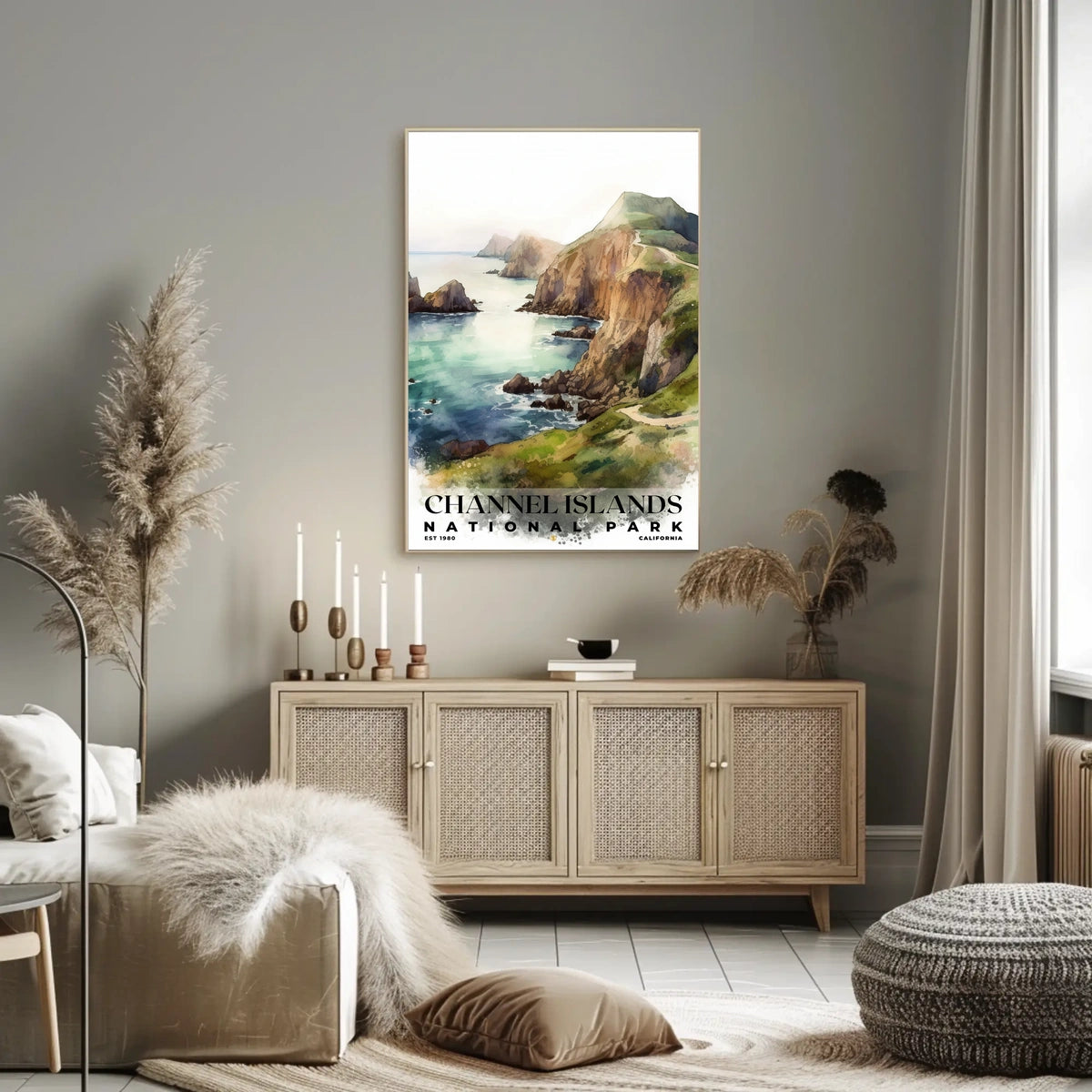 Channel Islands Watercolor Wall Art Poster