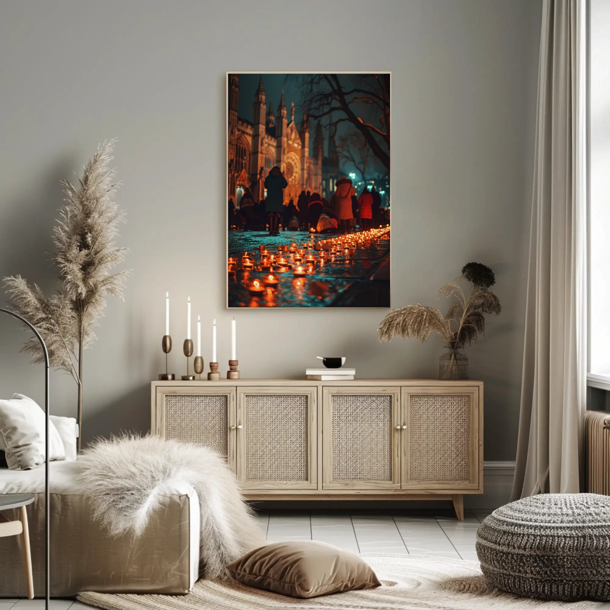 Post-Apocalyptic Urban Sunset: Nature Reclaims Cityscape PosterGoat