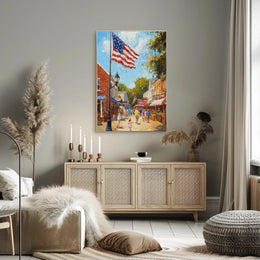 Classic American Town Square City Street Scene Poster