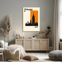 Chicago Cityscape Silhouette Art Print Travel Poster