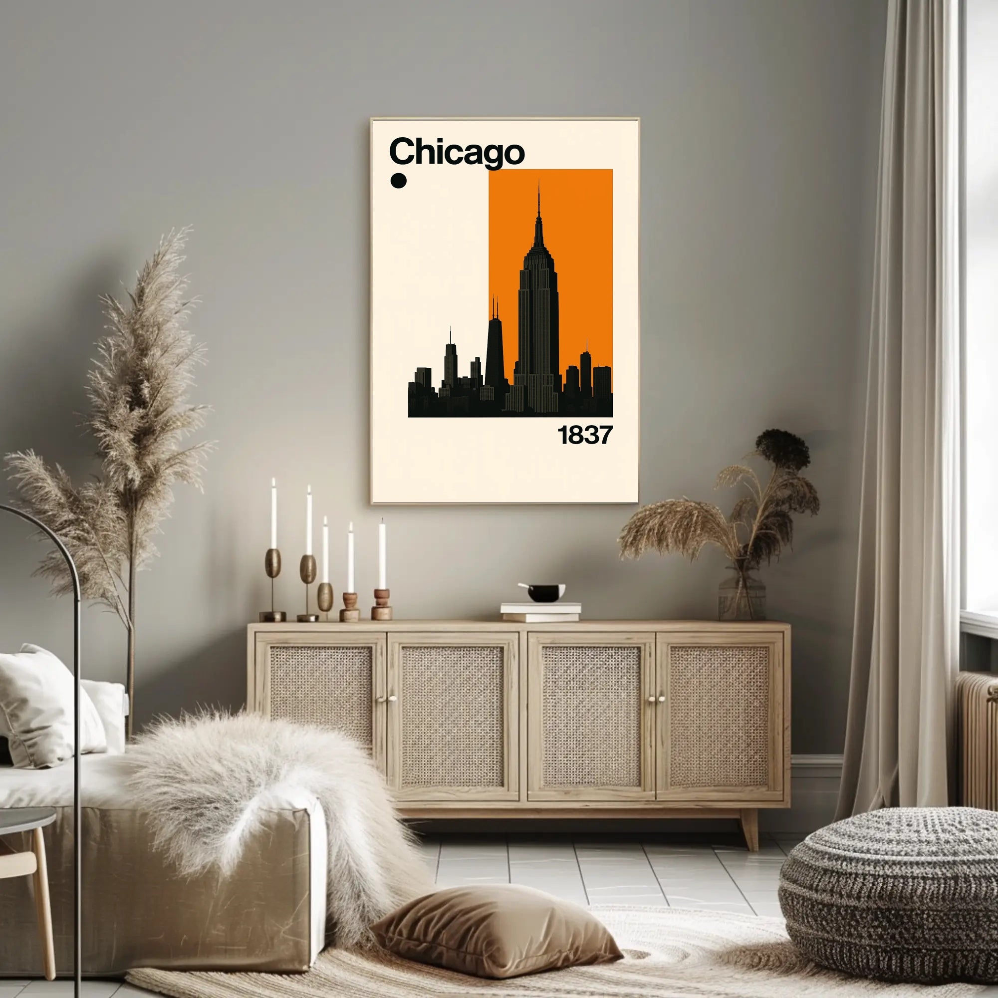 Chicago Cityscape Silhouette Art Print Travel Poster