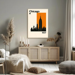 Chicago Cityscape Silhouette Art Print Travel Poster