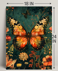 Butterfly and Botanical Garden Scene Animal Poster