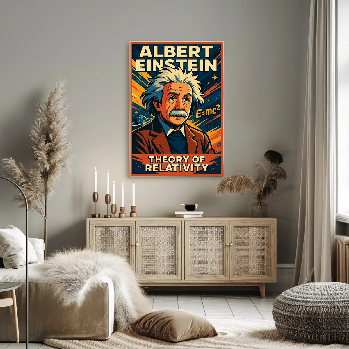 Albert Einstein Relativity Theory Vintage Cosmic Scenery Scientific Wall Art Wanderlust Poster