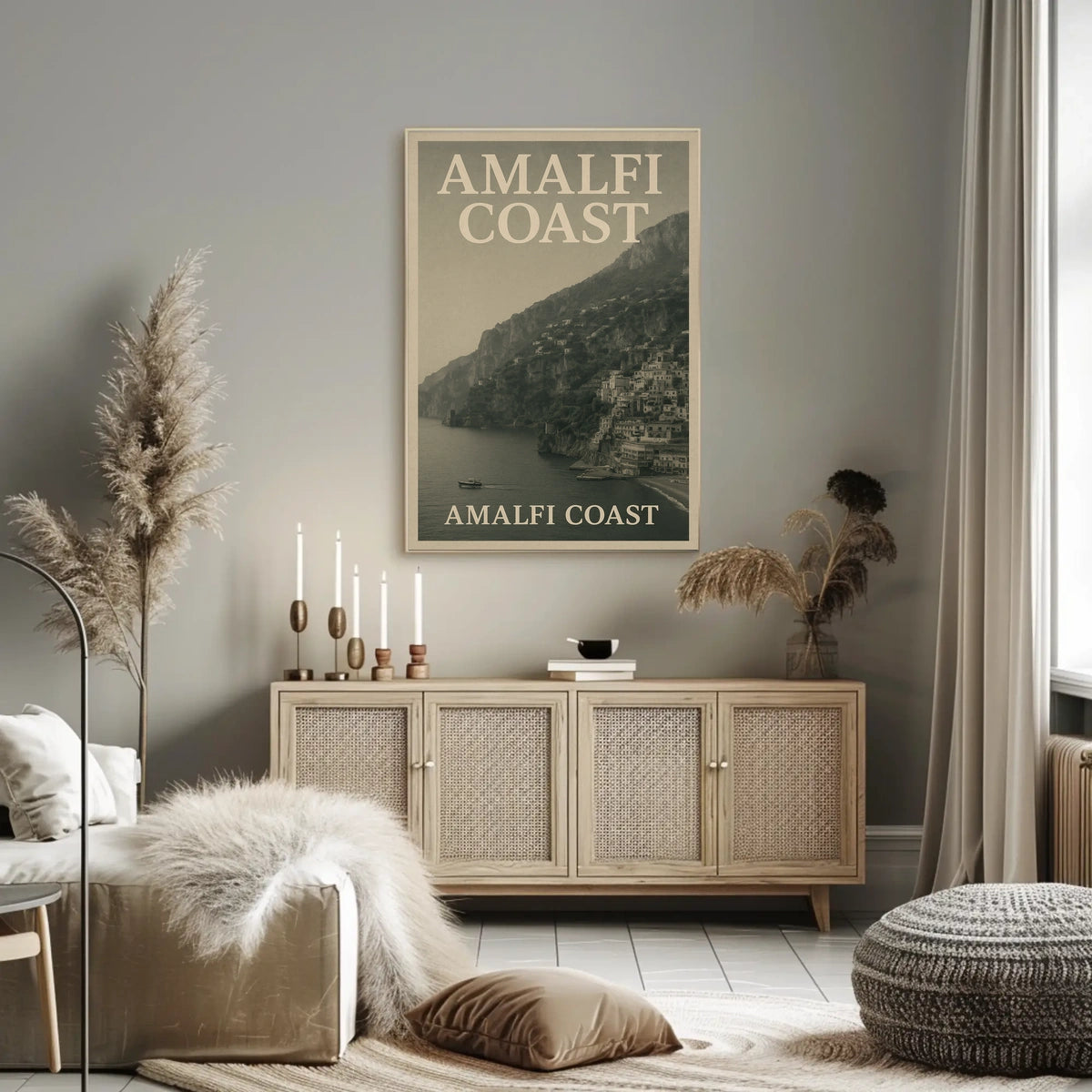 Amalfi Coast Poster Wall Art for Coastal Decor Lovers
