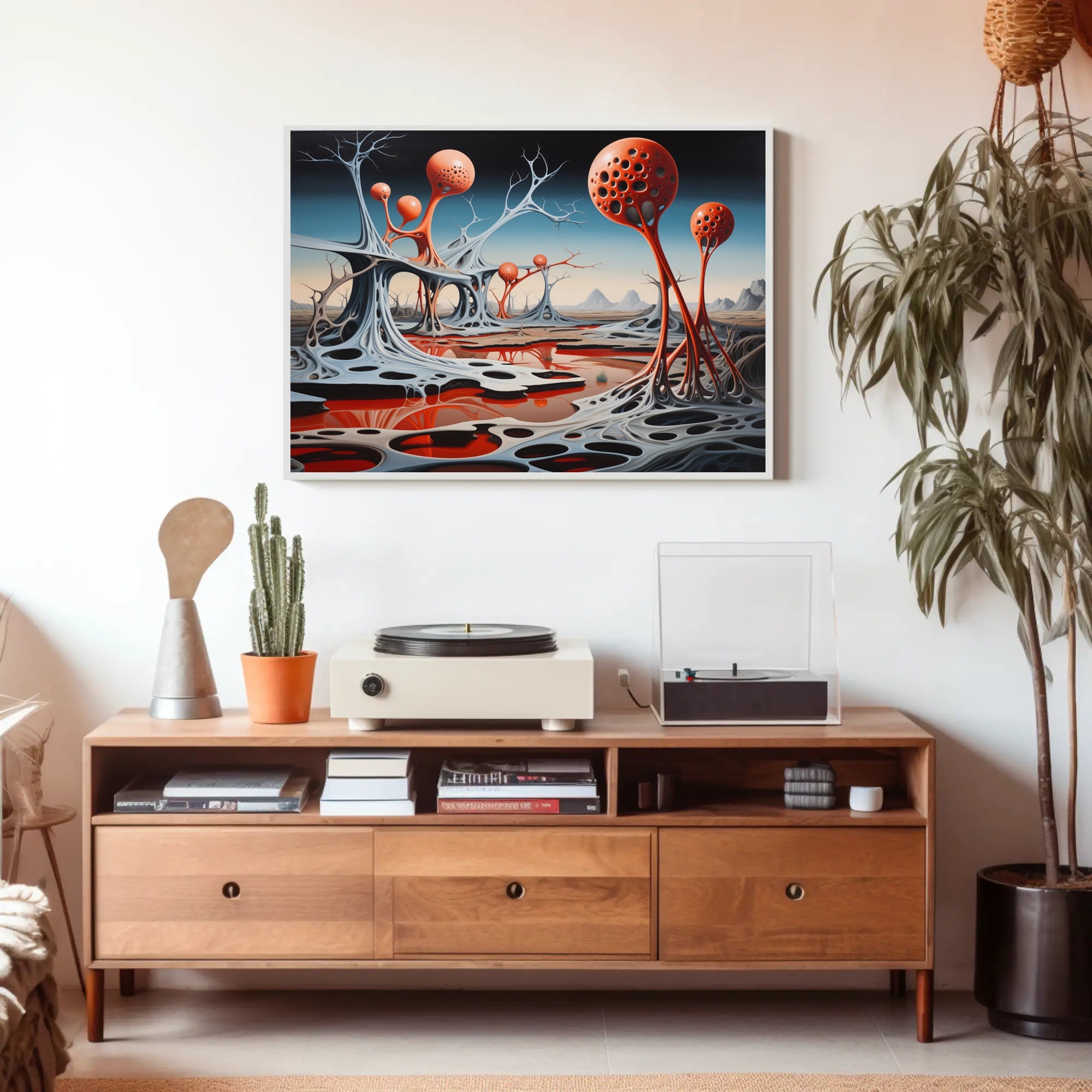 Alien Landscape with Surreal Structures Futuristic Sci-Fi Poster