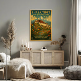 Lhasa Vintage Travel Poster with Tibetan Spiritual Essence