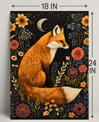 Whimsical Fox and Flora: Artistic Animal Poster