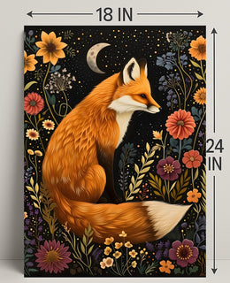 Whimsical Fox and Flora: Artistic Animal Poster