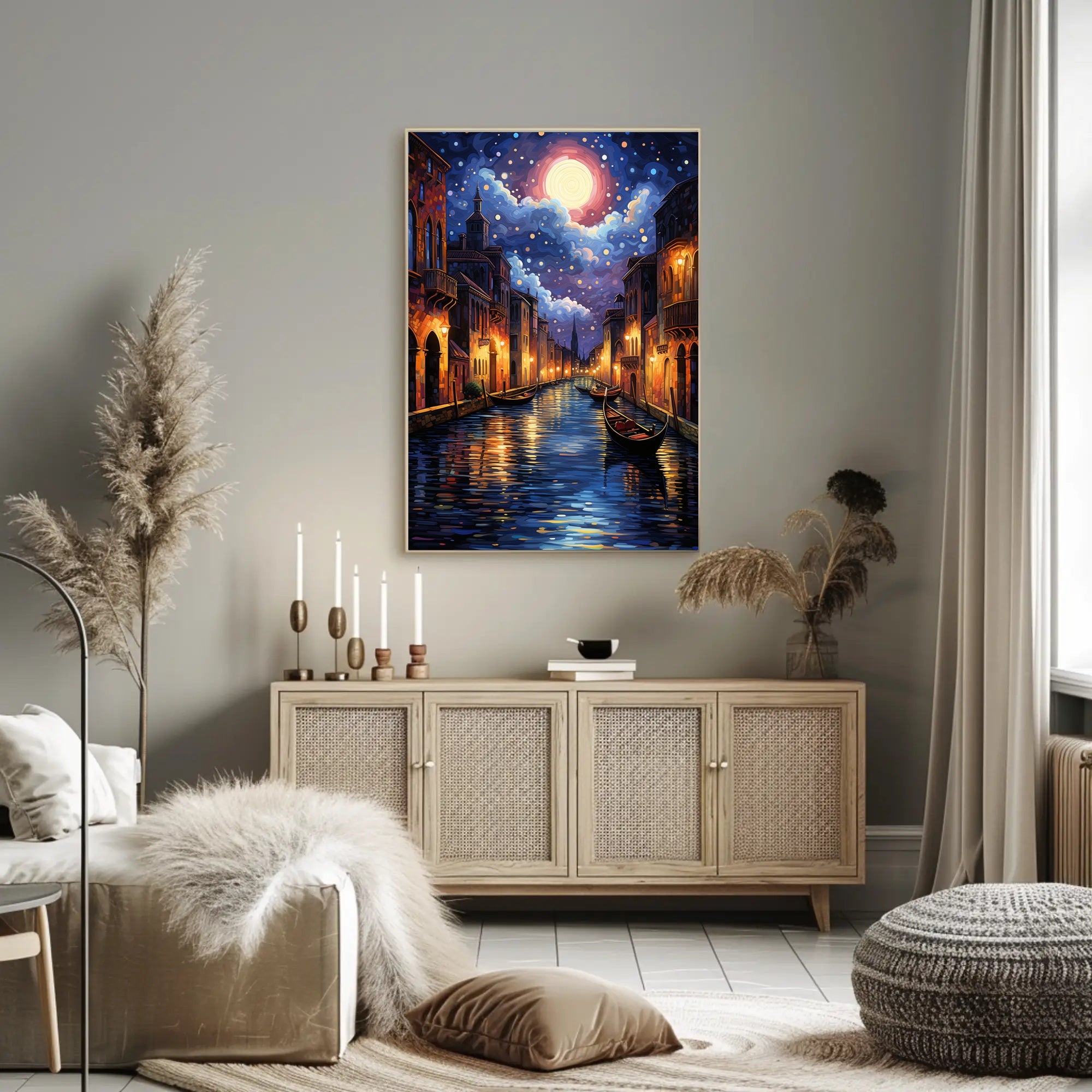 Moonlit Venice Canal Poster