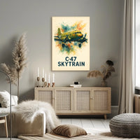 C-47 Skytrain WWII Aviation Art Poster Print