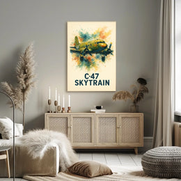C-47 Skytrain WWII Aviation Art Poster Print