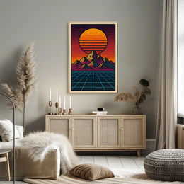 Retro-Futuristic Synthwave Landscape Futuristic Sci-Fi Poster