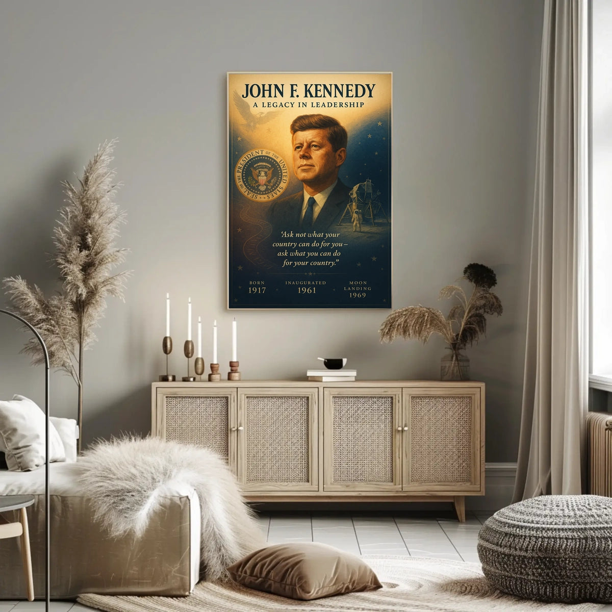John F. Kennedy Leadership Legacy Vintage Poster