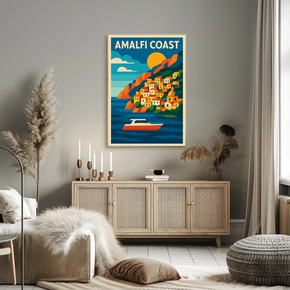Amalfi Coast Poster Wall Art Scenic Coastal Decor Artwork