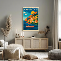 Amalfi Coast Poster Wall Art Scenic Coastal Decor Artwork
