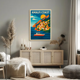Amalfi Coast Poster Wall Art Scenic Coastal Decor Artwork