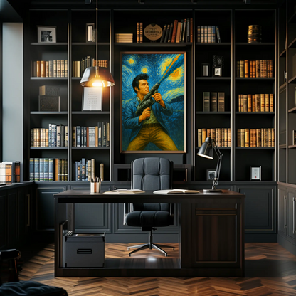Elvis Starry Night Warrior Strength In Stars Vintage Travel Poster